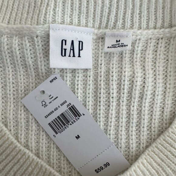 Gap Women's M Crew LS Creme Multi Stripe Sweater 100% Cotton NWT - Picture 6 of 12
